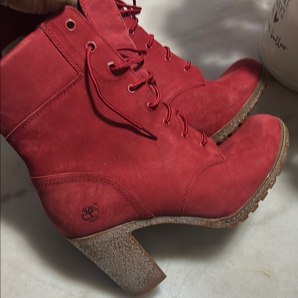 Timberland Women's Red Lace-Up Boots